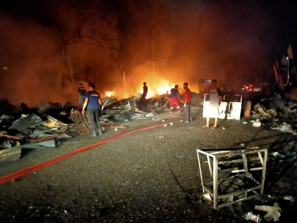 Korsleting, Puluhan Kios di Pasar Bawah Bangko Ludes Terbakar