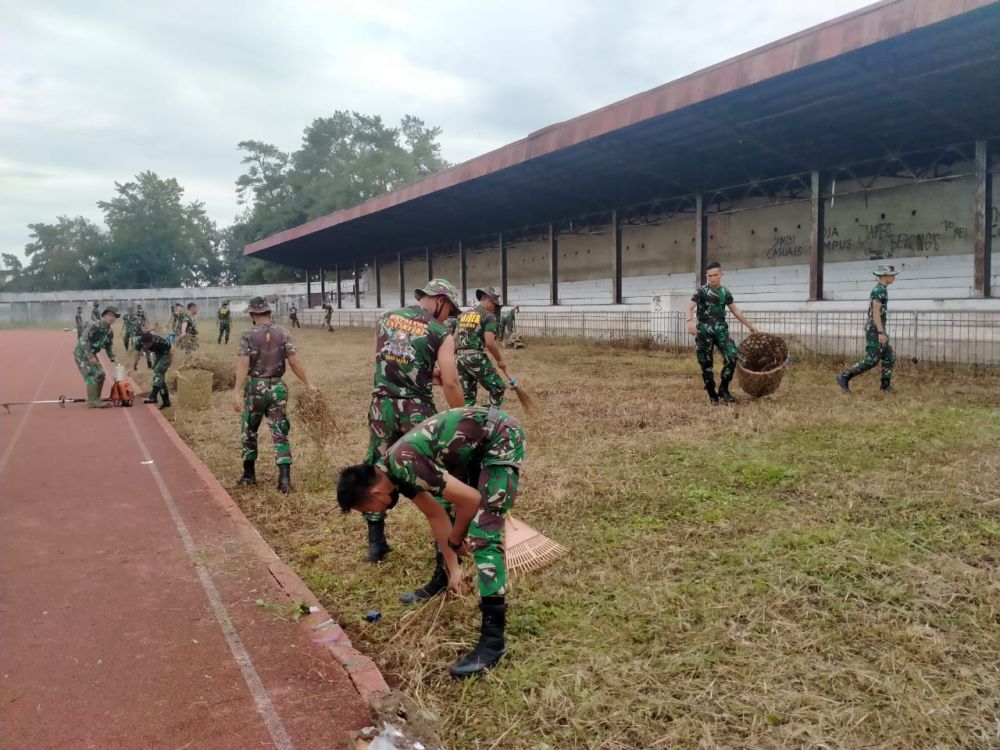 Jelang Haornas, TNI dan KONI Goro di Stadion Tri Lomba Juang KONI Jambi