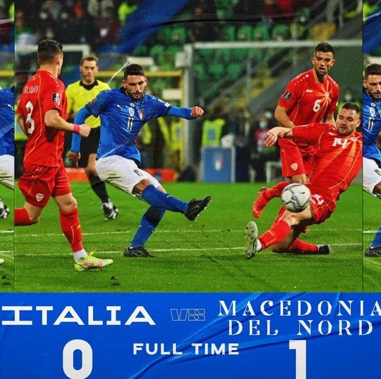 Kalah dari Macedonia Utara, Italia Gagal Lolos ke Piala Dunia 2022