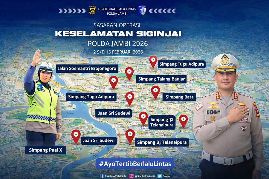 Operasi Keselamatan Siginjai 2026 Dimulai, Polda Jambi Gelar Razia 2–15 Februari, Ini Titik Rawan