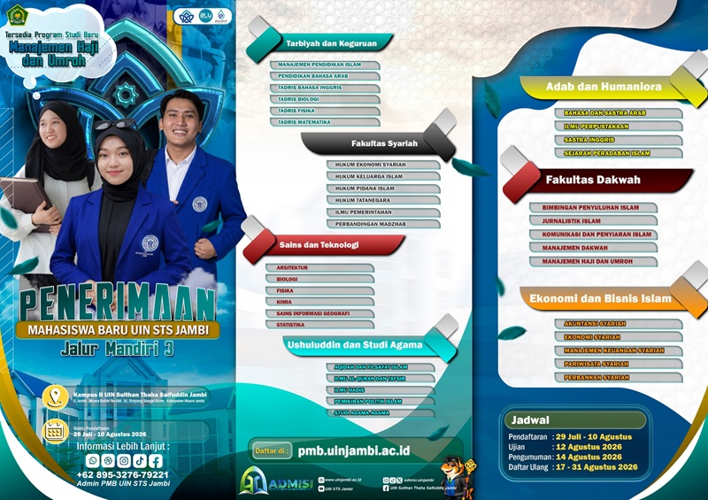 UIN STS Jambi Buka PMB Jalur Mandiri 3, Ada Prodi Baru yang Bisa Jadi Pilihan Calon Mahasiswa