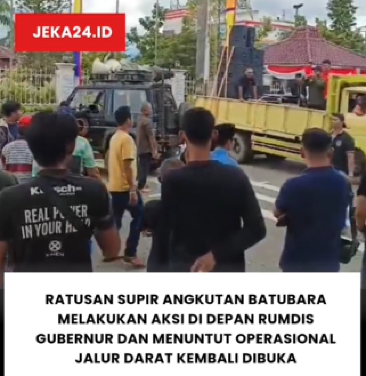 Ratusan Sopir Angkutan Batu Bara Demo di Depan Rumdis Gubernur Jambi, Minta Jalur Darat Dibuka