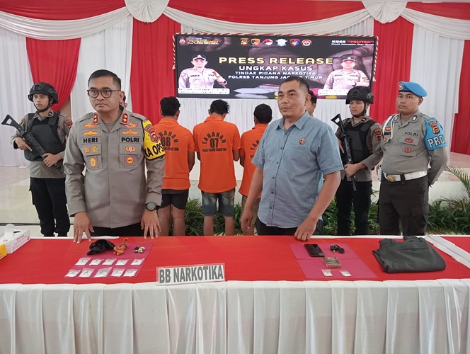 Satres Narkoba Polres Tanjab Timur Amankan 3 Orang TSK dan Sabu Senilai Rp133 juta