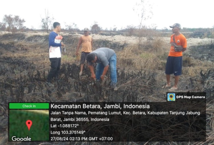 Turun ke Tanjab Barat, Ditreskrimsus Polda Jambi Cek Lokasi Karhutla yang Diduga Masuk Lahan Konsesi PT AMM