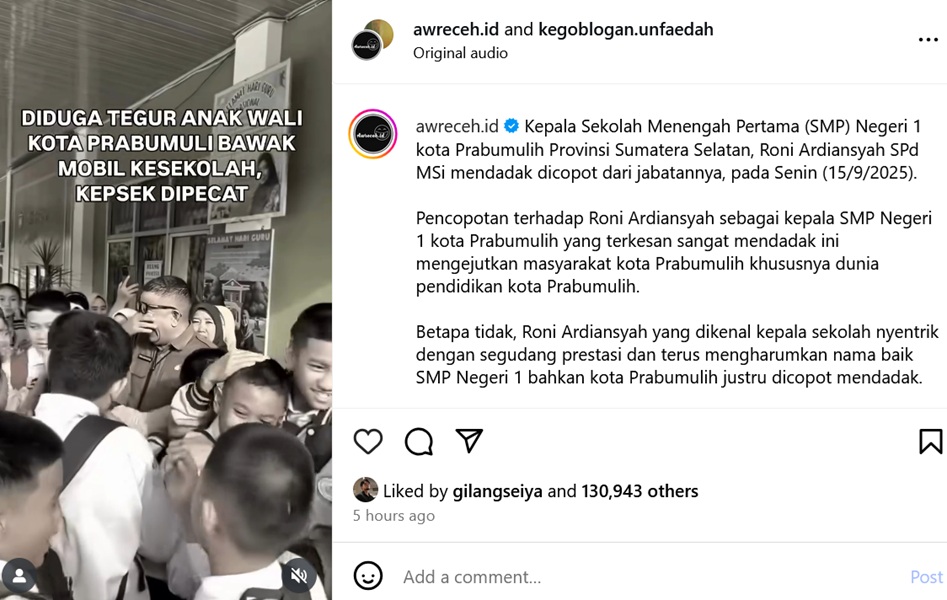Waduh! Ada Kepala Sekolah Dipecat Gegara Tegur Anak Wali Kota