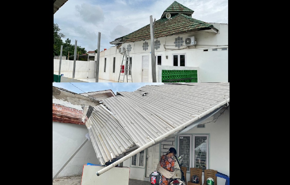 Angin Kencang! Atap Masjid dan 4 Rumah Warga di Kota Jambi Berterbangan