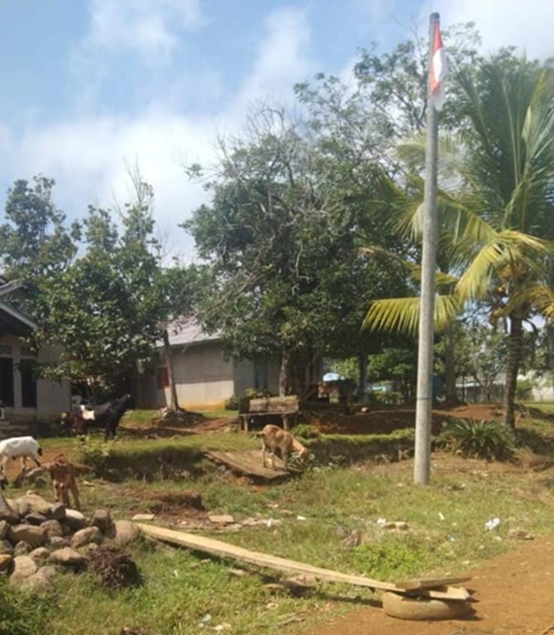 Bosan Hidup Dalam Gelap, Warga Kampung Pangean Kibarkan Merah Putih di Tiang PLN