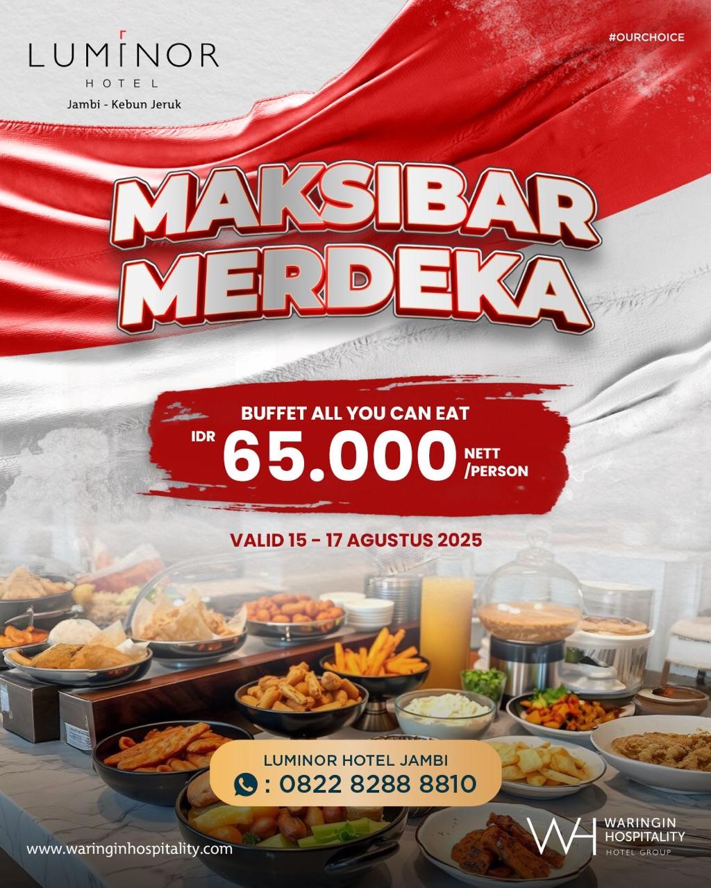 Sambut HUT RI ke-80, Luminor Hotel Jambi Hadirkan Promo Buffet 'Maksibar Merdeka' Hanya Rp65.000