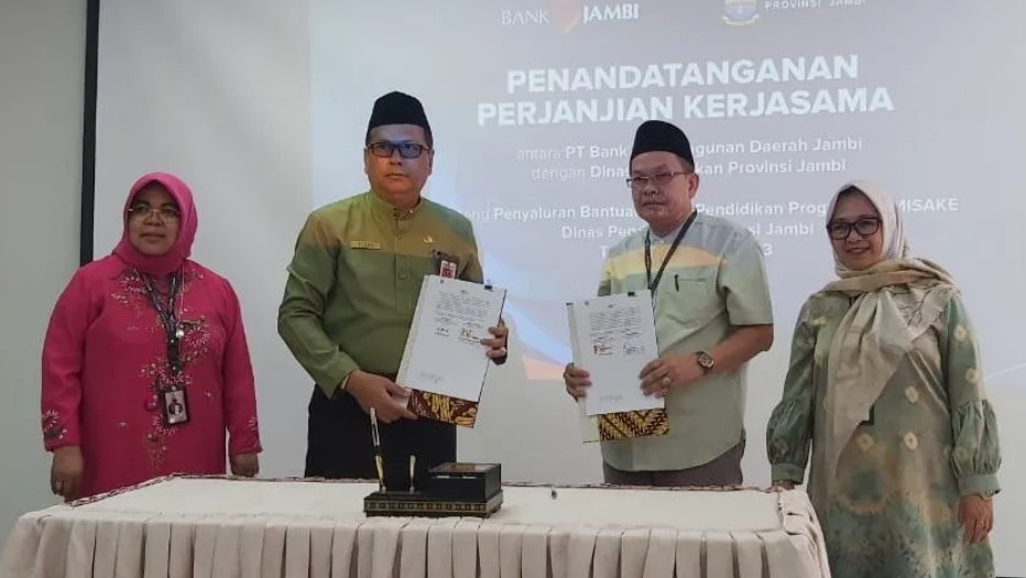 Disdik Provinsi Jambi MoU dengan Bank Jambi Salurkan Bantuan Biaya Dumisake 2023