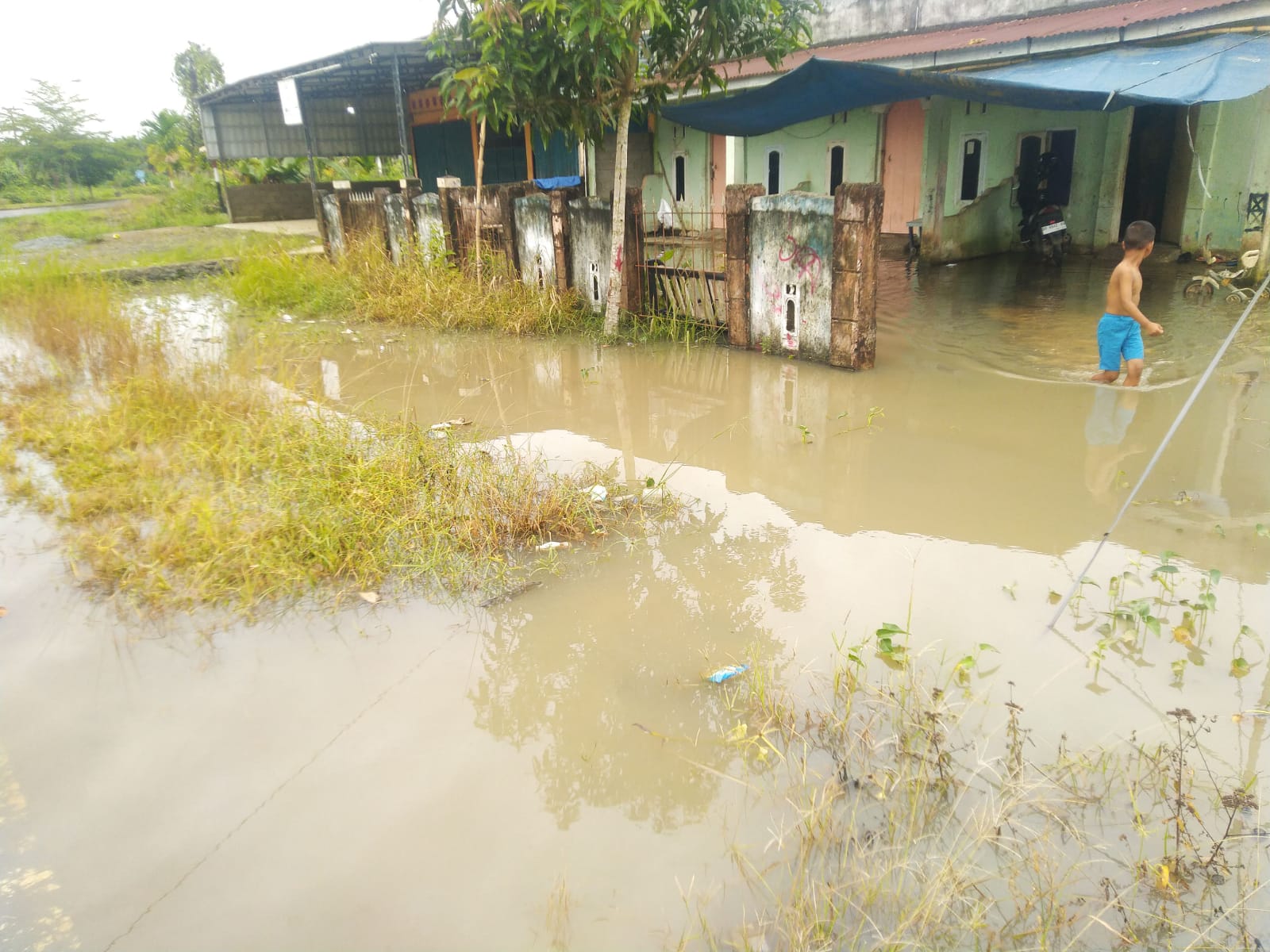 Hujan Deras di Tanjab Timur, Rumah Warga di Pinggir Jalan Raya Parit Culum I Sudah 3 Hari Kebanjiran