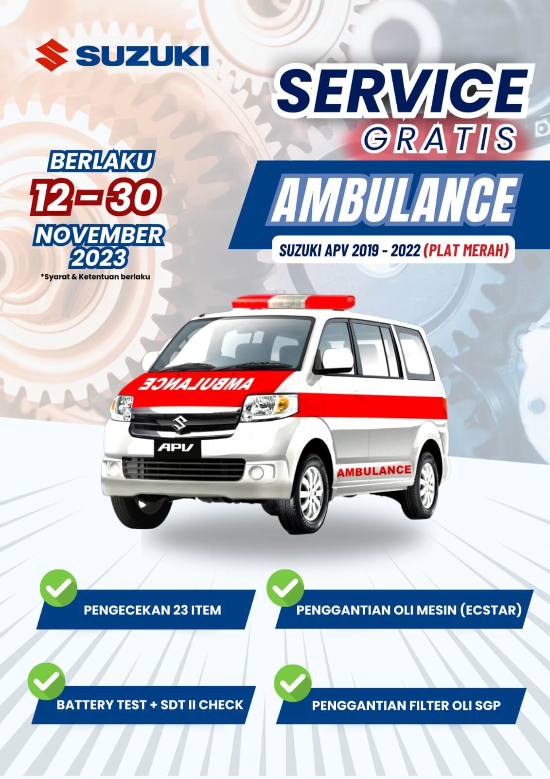 Suzuki Berikan Service Gratis untuk Ambulans Plat Merah Seluruh Indonesia, Rayakan Hari Kesehatan Nasional