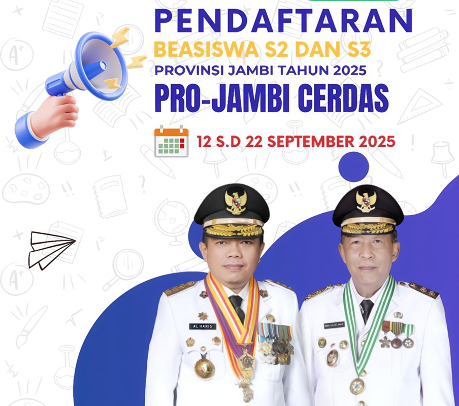 Catet! Ini Cara Daftar Program Beasiswa S2 dan S3 Pemprov Jambi, Jangan Sampai Kehabisan Waktu