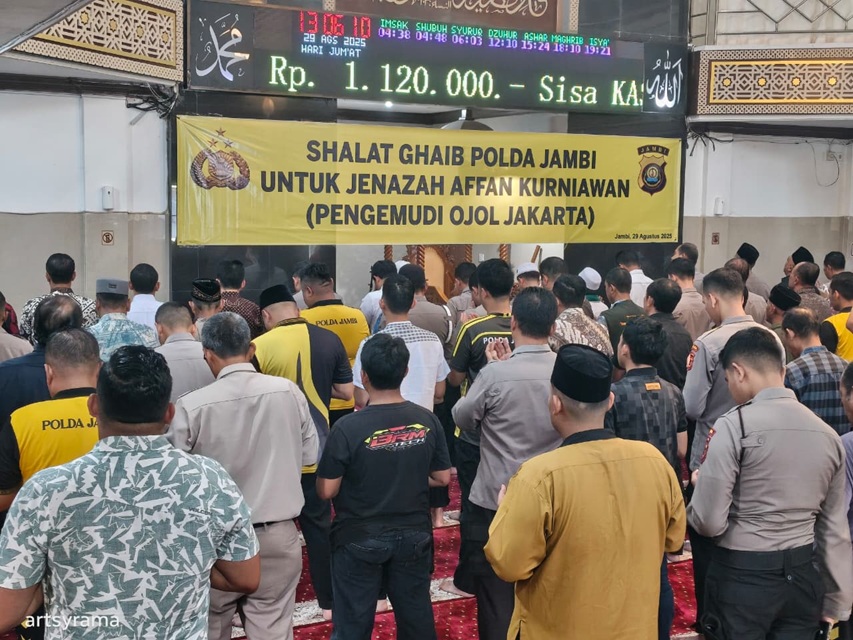 Polda Jambi Gelar Sholat Ghaib, Wujud Belasungkawa Pengemudi Ojol yang Jadi Korban Demo