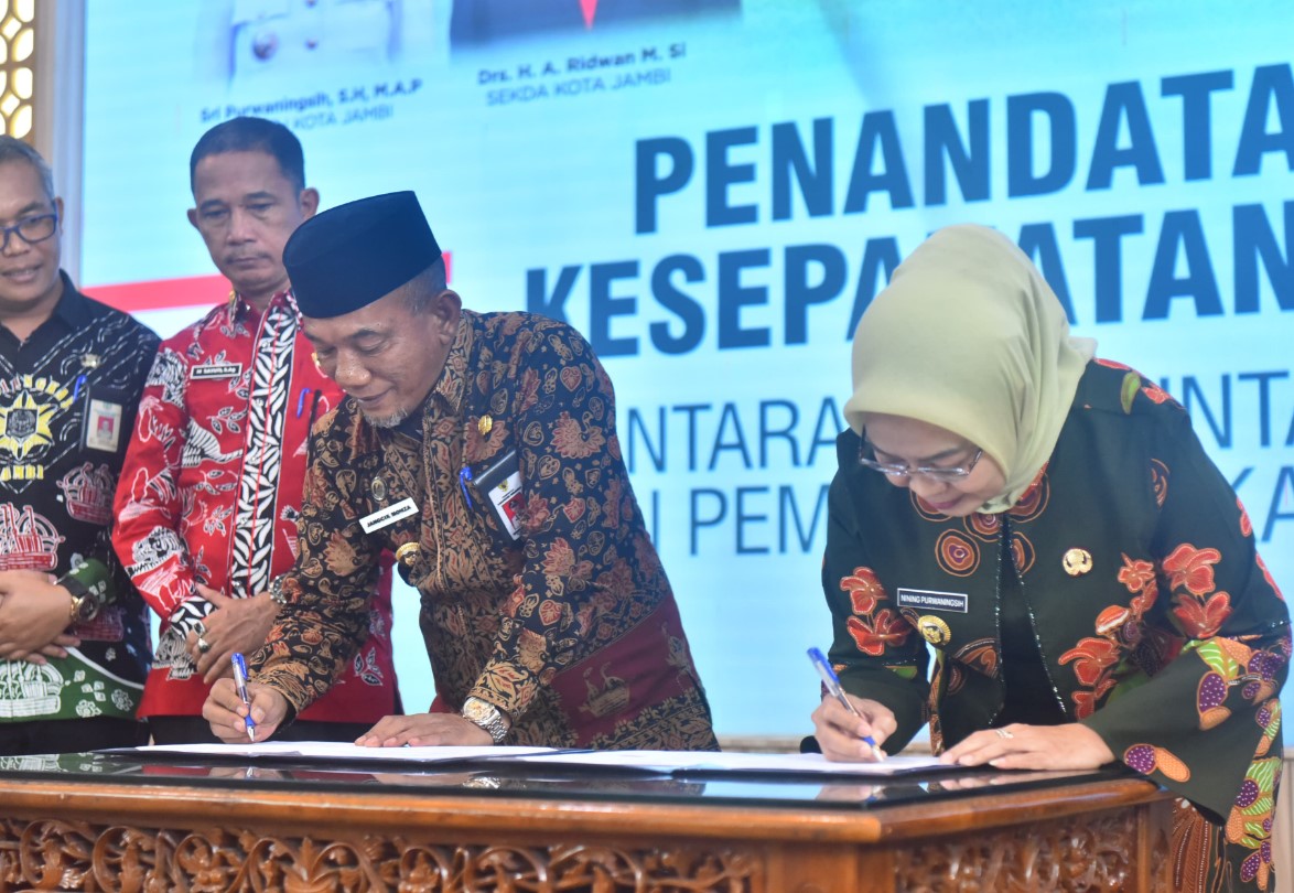 Sinergi dan Kolaborasi Antar Daerah, Pemkot Jambi dan Pemkab Merangin Tandatangani Kesepakatan Bersama