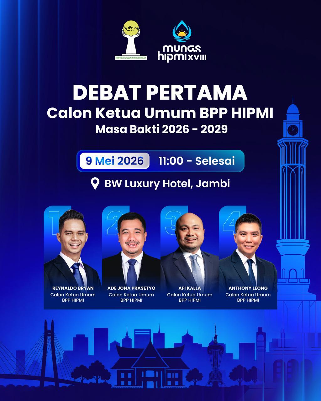 Debat Perdana, Para Pelaku Usaha Muda Nasional akan Dengarkan Gagasan, Strategi, dan Visi Caketum HIPMI Jambi