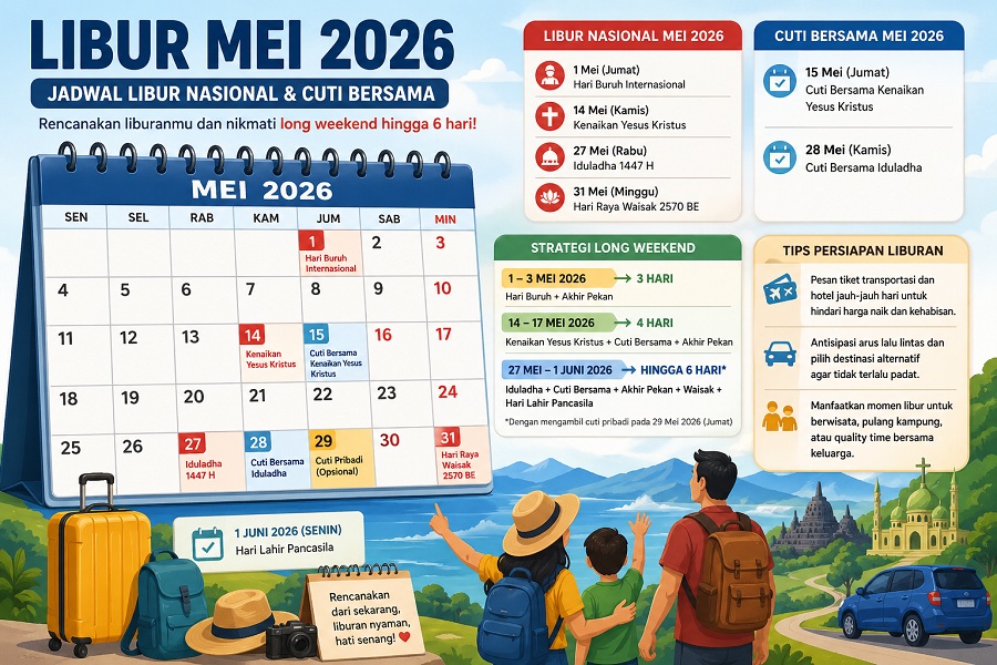 Long Weekend Mei 2026 Menggiurkan! Begini Cara Maksimalkan Libur Panjang