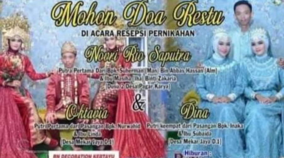 Viral Undangan Pernikahan 1 Pria 2 Wanita di Sumsel,  Netizen : The Real Sikok Bagi Duo