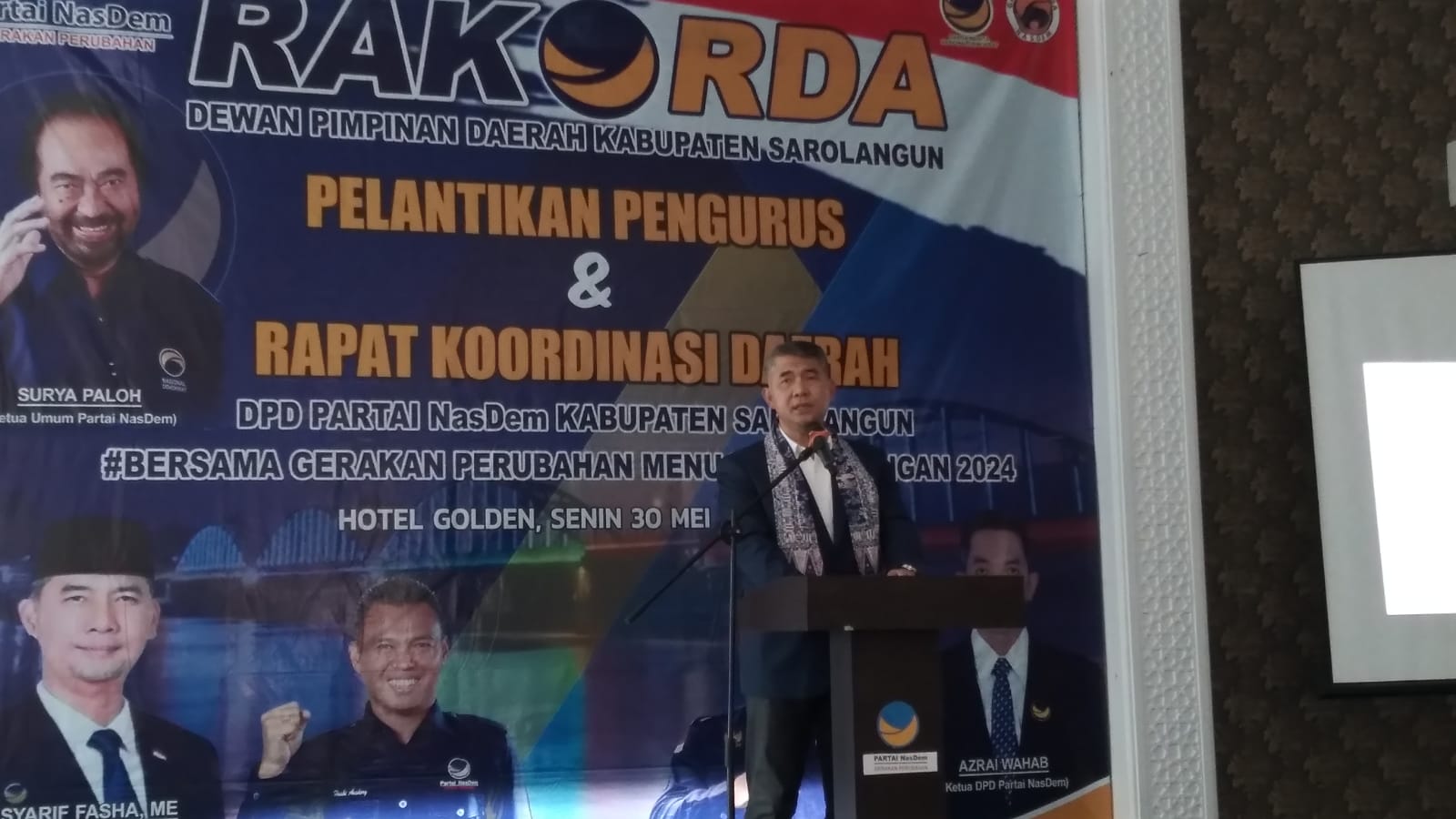 Pengurus DPD NasDem Sarolangun Dilantik, Ini yang Ditargetkan untuk Pemilu 2024
