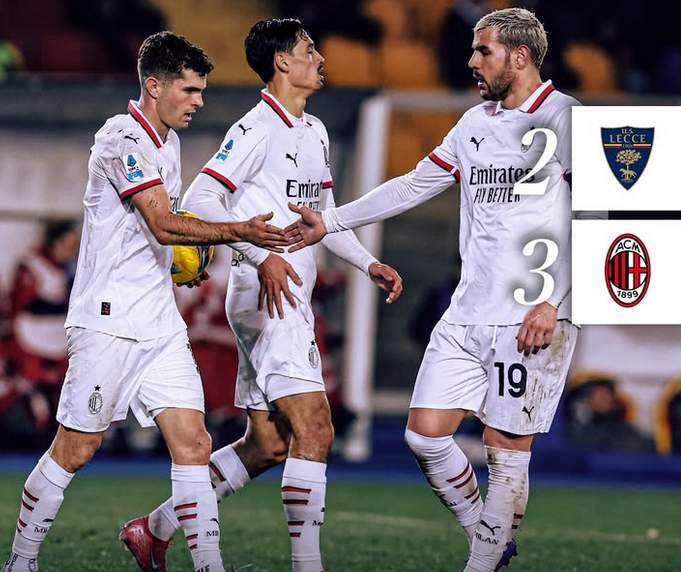 Hasil Liga Italia: Christian Pulisic Cetak Dua Gol, AC Milan Comeback Dramatis 3-2 atas Lecce!