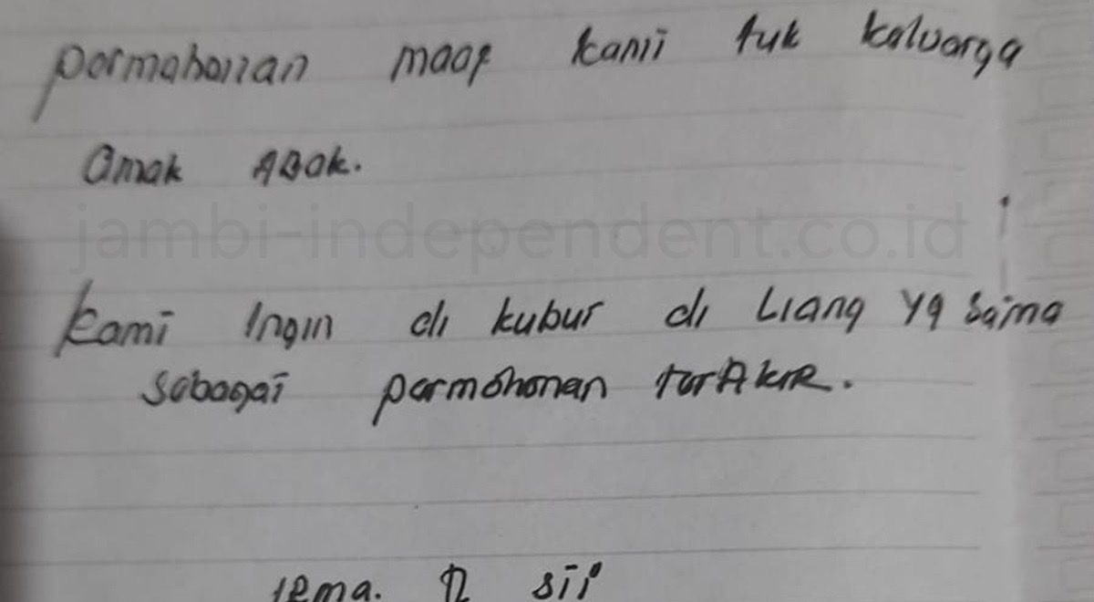 Pesan Terakhir Pasangan Suami Istri Gantung Diri di Kabupaten Merangin, Minta Dikubur Satu Liang