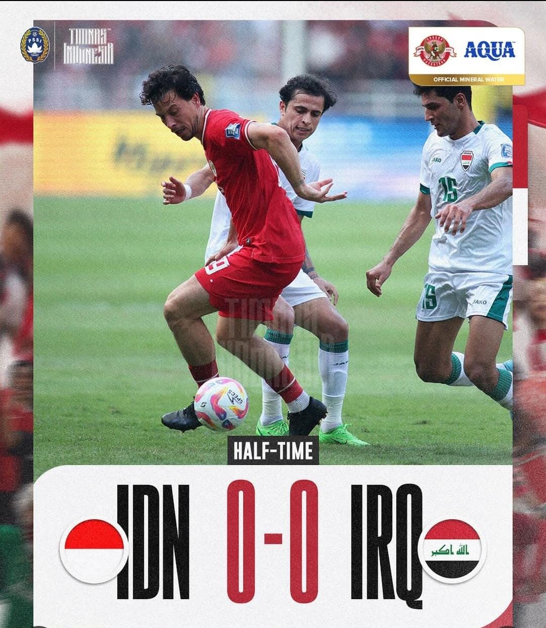 Hasil Babak Pertama, Timnas Indonesia ditahan Imbang Irak 0-0