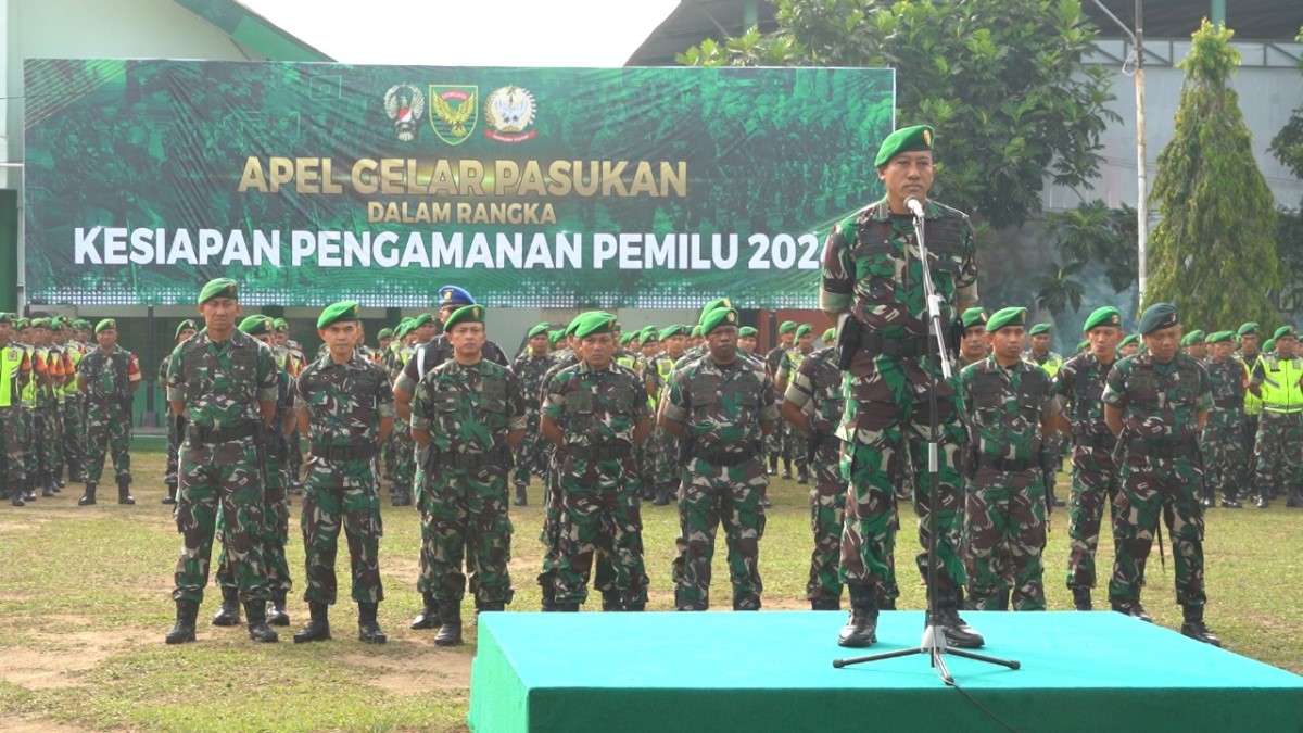 Korem 042/Gapu Gelar Apel Gelar Pasukan Kesiapan Pengamanan Pemilu 2024