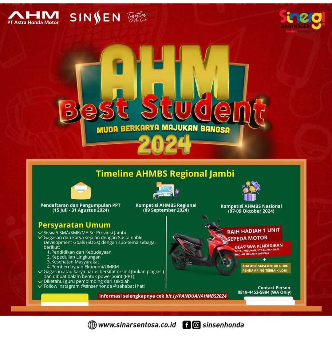Daftar AHM Best Student Sekarang Juga, Raih Beasiswa Puluhan Juta Rupiah