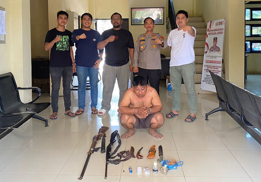 Gagal Beraksi! Pencuri Ternak Asal Dharmasraya Ditangkap, Polisi Amankan Senpi dan Sajam