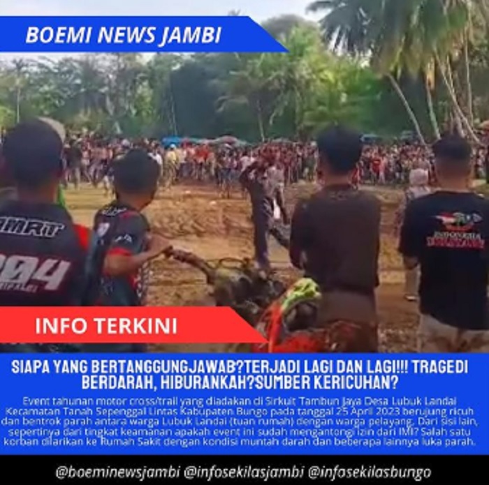 Viral di Medsos, Grass Track Motor Cross di Dusun Lubuk Landai Kabupaten Bungo Berakhir Ricuh