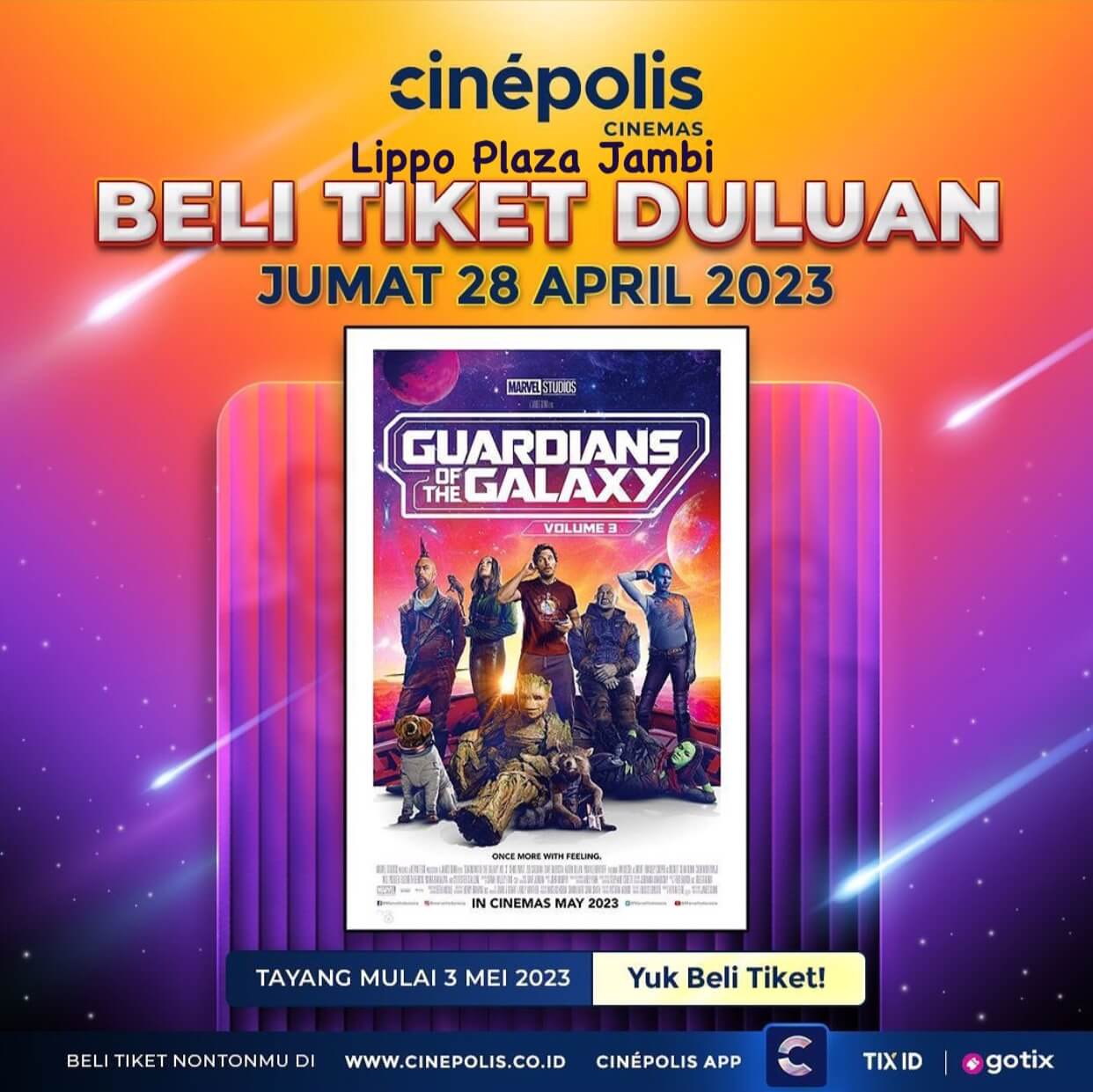Nikmati Keseruan Marvel Studios’ Guardians Of The Galaxy Vol 3, Hadir 3D hanya di Cinepolis Lippo Plaza Jambi