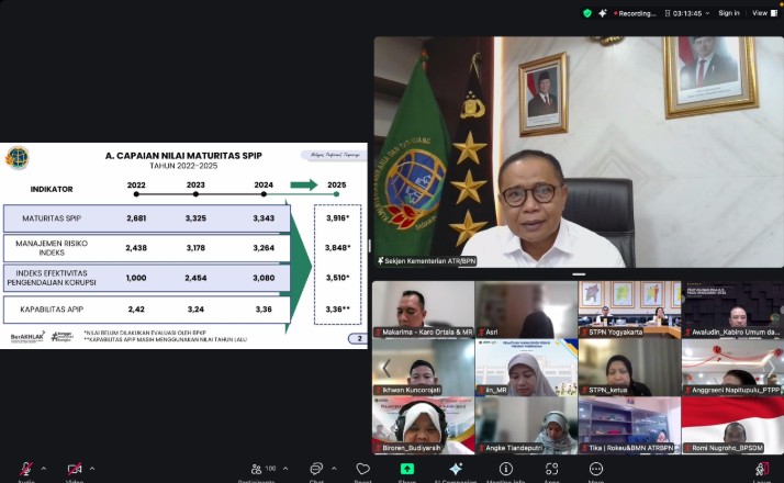 Sekjen Kementerian ATR/BPN Ingatkan Jajaran untuk Jalankan SPIP secara Kolaboratif