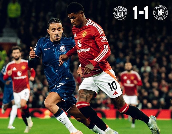 Manchester United Ditahan Chelsea 1-1 di Old Trafford, Gol Fernandes Dibalas Cepat oleh Caicedo