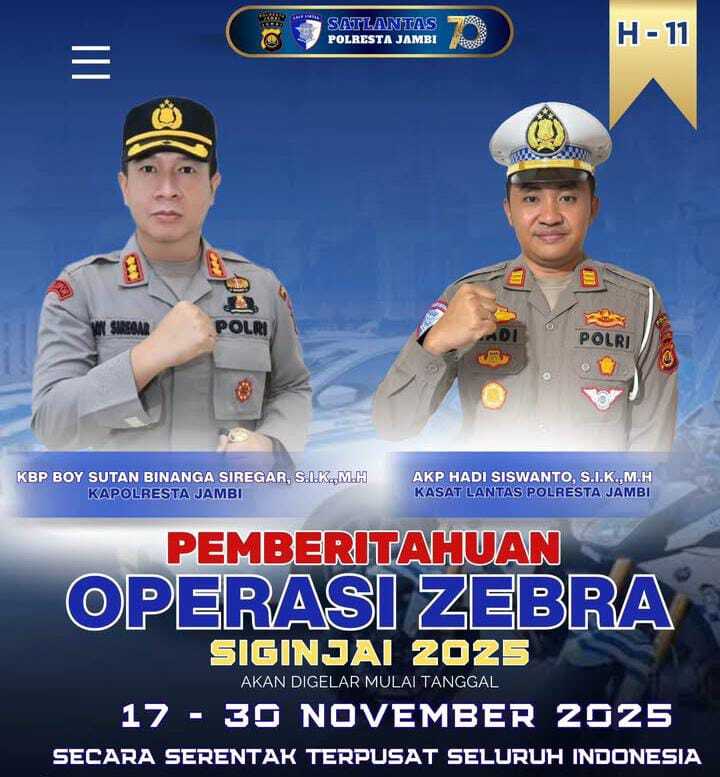 Hati-Hati! ini Lokasi Razia Kendaraan Selama Operasi Zebra Siginjai 2025 di Kota Jambi