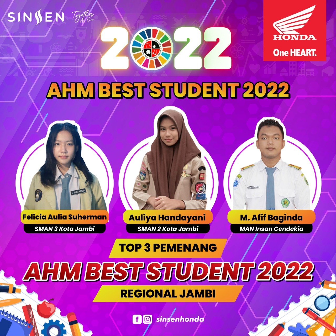 Ini Dia Top 3 Pemenang Kompetisi AHM Best Student Regional Jambi 2022