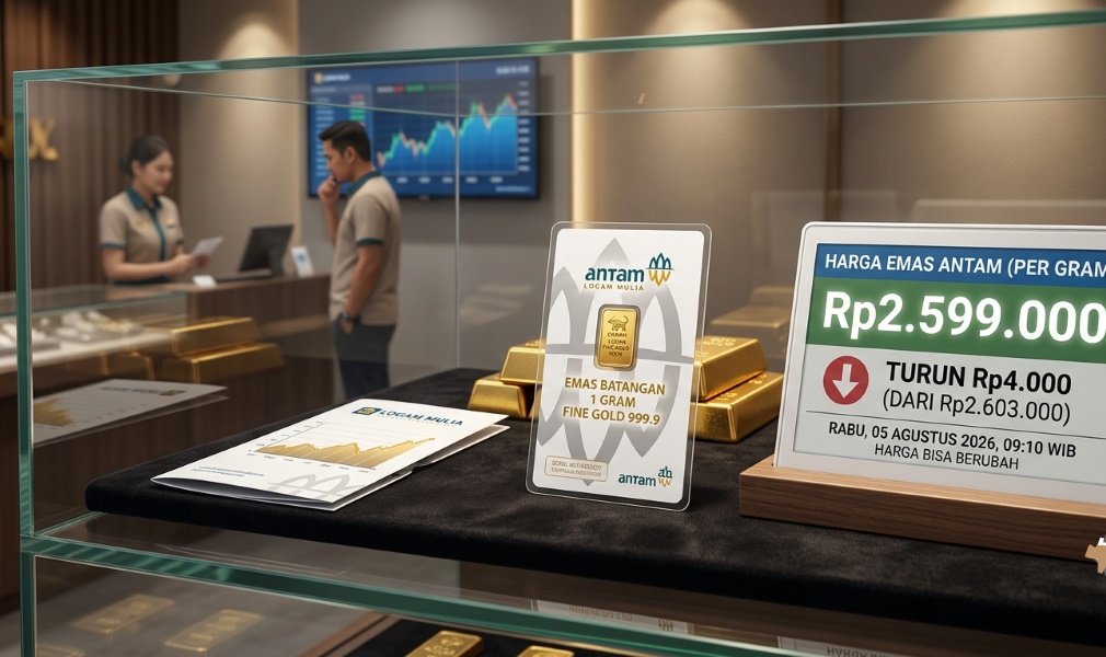 Harga Emas Batangan Antam Turun Rp4.000 per Gram pada Rabu Pagi