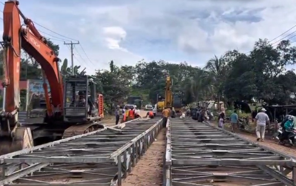 Pemasangan Jembatan Bailey di Jalinsum Bungo Ditarget Selesai Hari Minggu, Ini Kendala yang Dihadapi