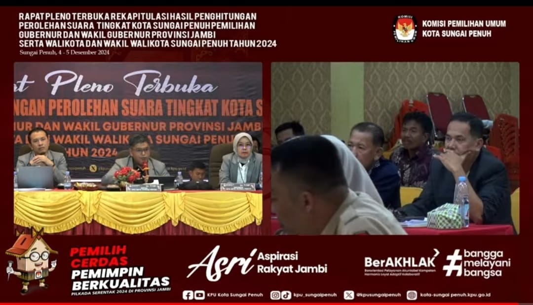 Alvin-Azhar Unggul Berdasarkan Pleno KPU Kota Sungai Penuh, Ini Suara di Tiap Kecamatan