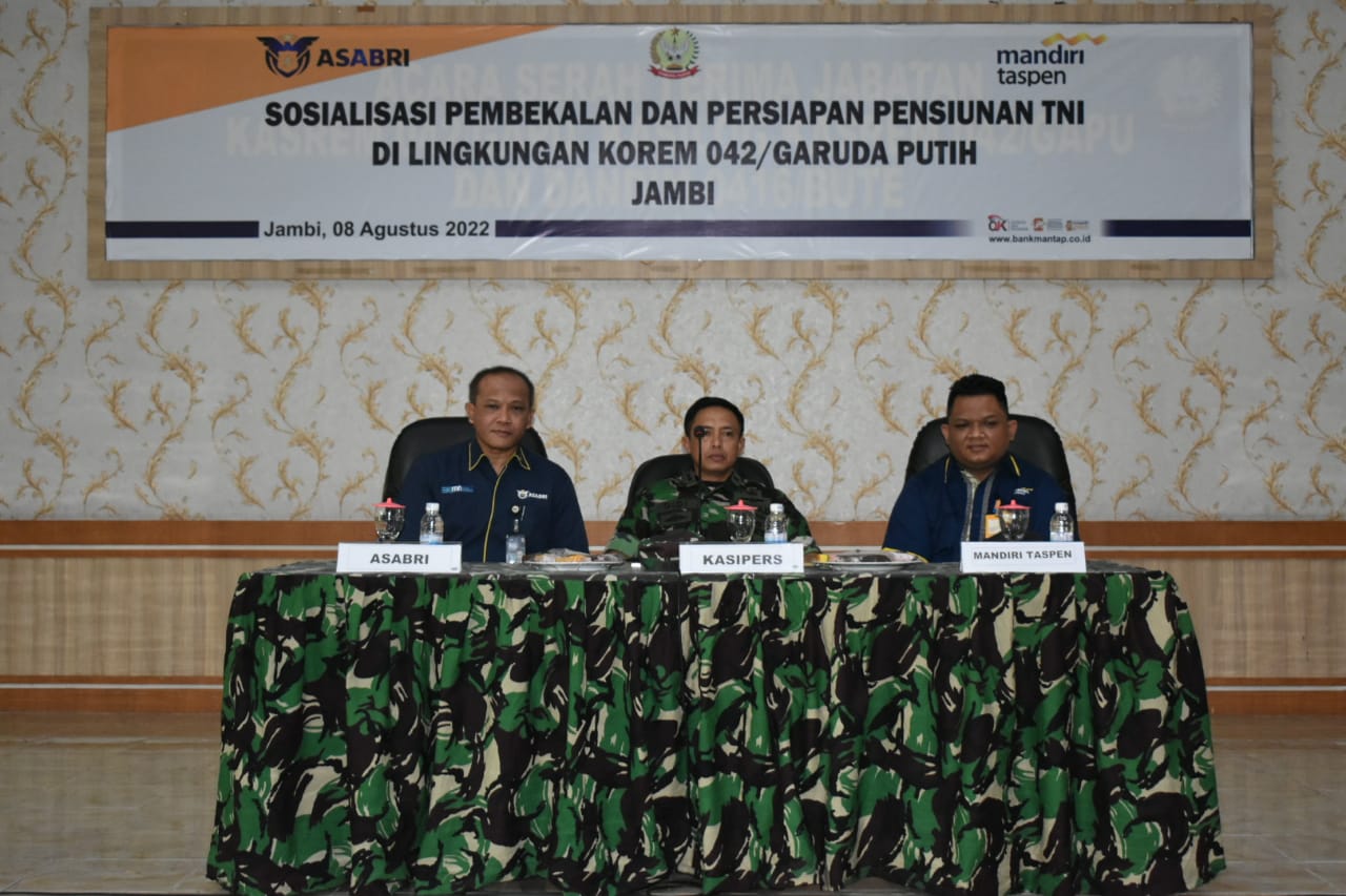 Ratusan Prajurit dan PNS Jajaran Korem 042/Gapu Ikuti Pembekalan dan Persiapan Pensiunan Oleh PT Asabri