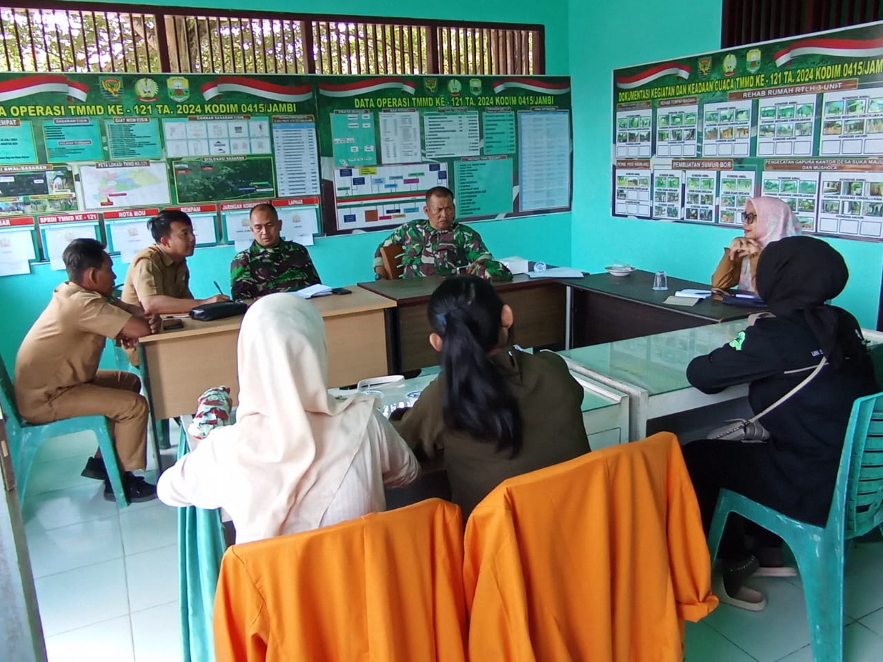 Sukseskan HUT ke-79 RI, Satgas TMMD ke 121 Kodim 0415/Jambi  Bersama Warga dan Mahasiswa Rapat 