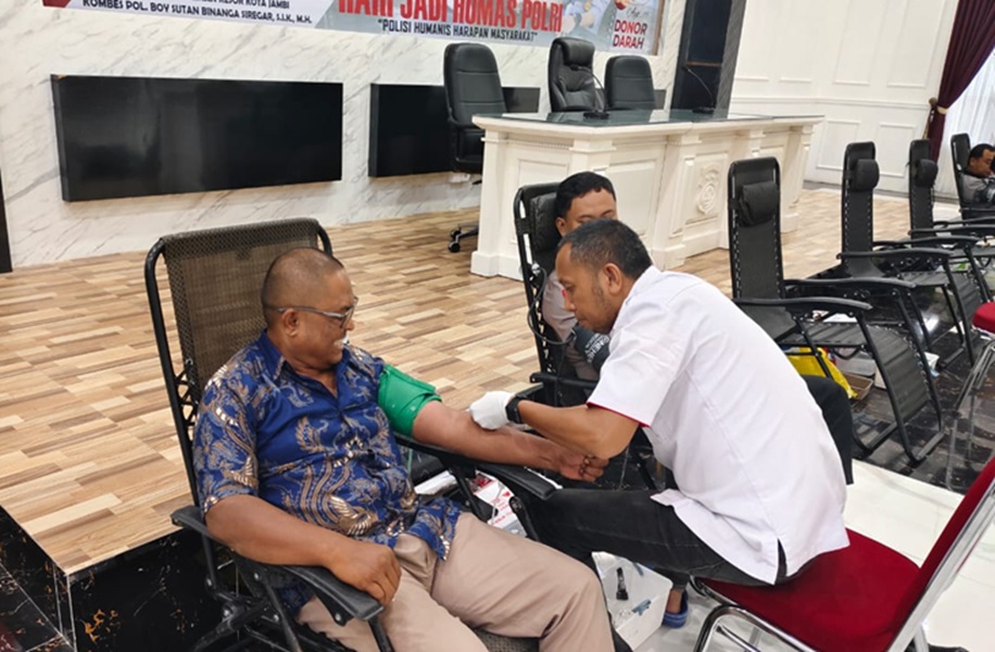Hari Jadi Humas Polri, Polresta Jambi Gelar Donor Darah Serentak
