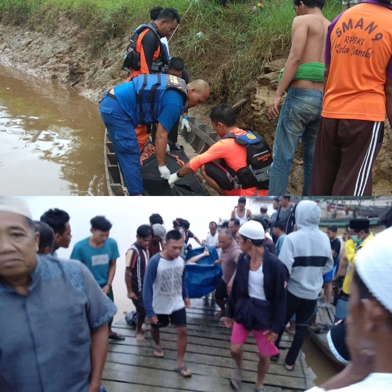 Jenazah Ayah dan Anak yang Tenggelam di Kecamatan Berbak Tanjab Timur Berhasil Ditemukan
