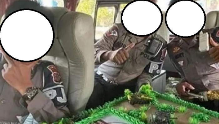 Beredar Video Oknum Polisi Jilat Kue Ulang Tahun untuk HUT TNI