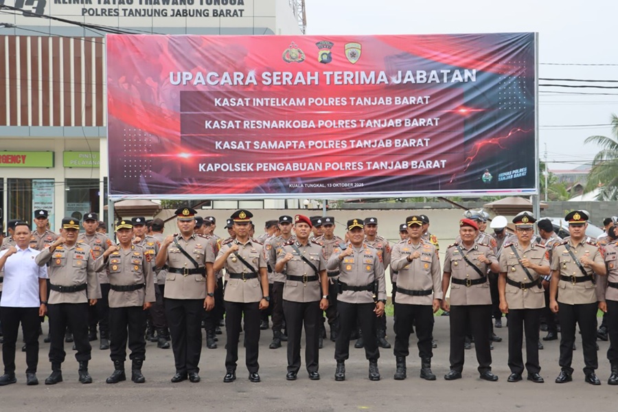 Mutasi Polri! Kapolres Tanjab Barat Pimpin Sertijab 4 Perwira, Termasuk Kasat Narkoba