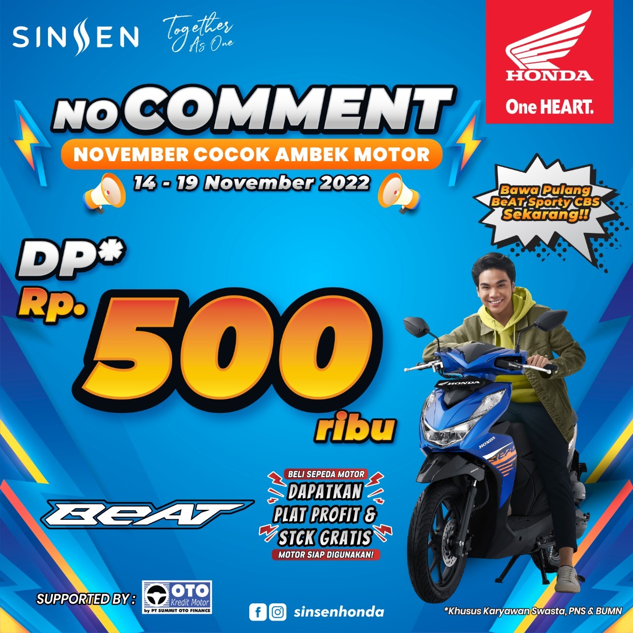 November Cocok Ambil Motor, Honda Sinsen Berikan Promo No Comment