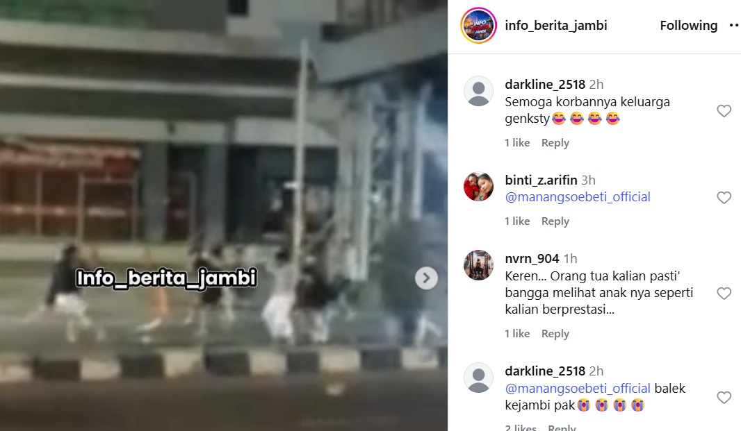 Jambi Dibuat Resah! Video Tawuran Bujang Madesu di Depan WTC Batanghari Viral, Netizen Ngadu ke Manang Soebeti