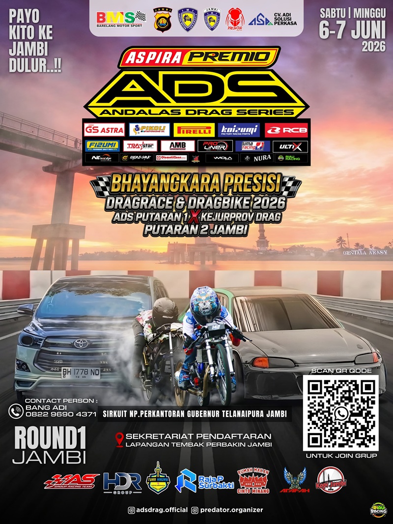 Andalas Drag Series Putaran 1 Digelar di Jambi, Ajang Bergengsi Bhayangkara Presisi Siap Panaskan Arena Balap
