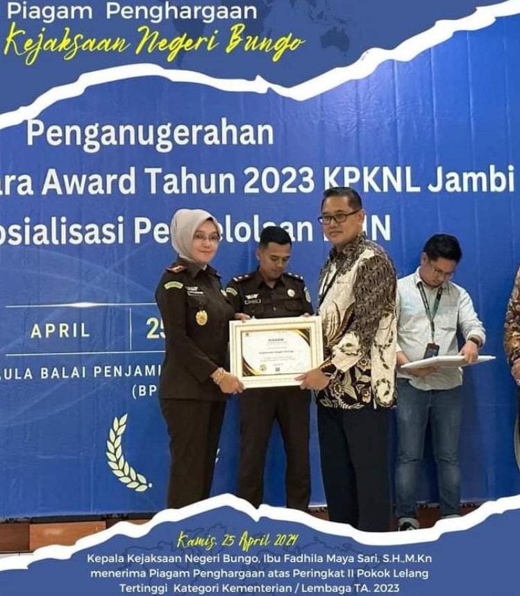 Kejaksaan Negeri Bungo Raih Penghargaan dari KPKNL