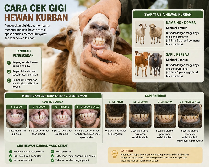 Wajib Tahu! Cara Cek Gigi, Mata, dan Nafsu Makan Hewan Kurban yang Layak dan Bebas PMK 
