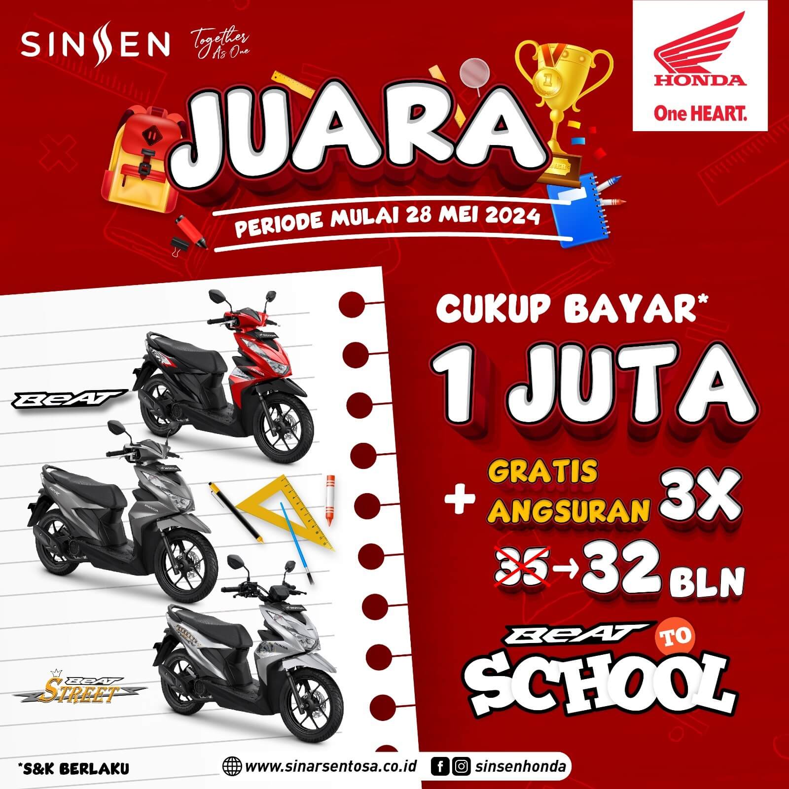 Juara BeAT to School, Beli Motor Cukup Bayar Rp 1 Juta Saja