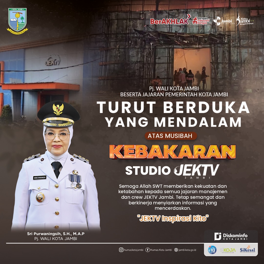 Kebakaran Studio JEKTV, Pj Wali Kota Jambi Sampaikan Duka Mendalam